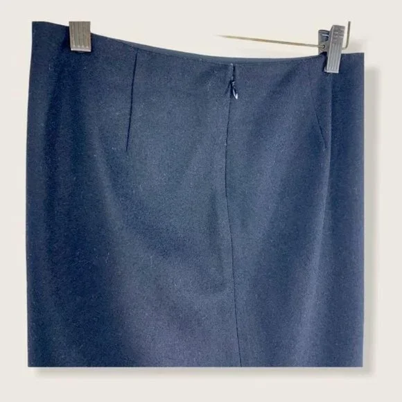 Vintage 90s J Crew Black Wool Blend A Line Skirt Medium Petite - Picture 5 of 12